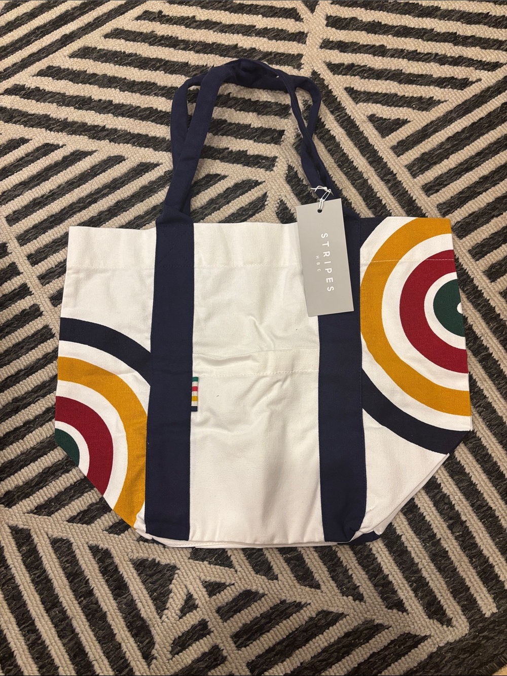 Limited edition HBC Canvas Tote with Navy Straps and Multicolor Target Accent